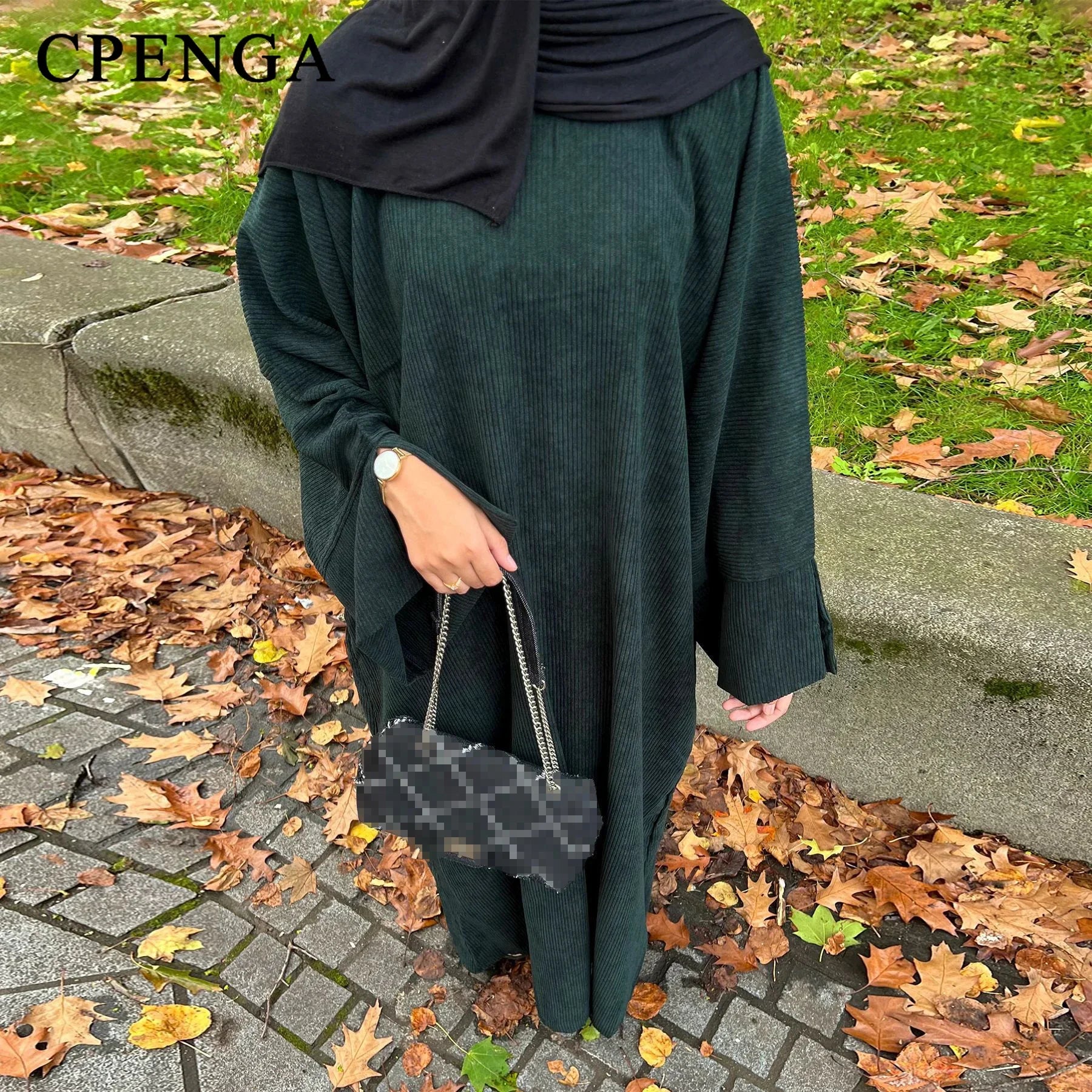 Warm Winter Abayas Muslim Women Corduroy Abaya 2023 New Modest Dress Thicked Solid Color Long Robe Female Islam Clothing.
