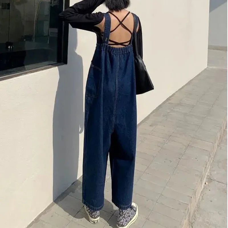 Jumpsuits Women High Waist Loose Denim Fall New BF Harajuku Straight Wide Leg Slim Trousers All-match Korean Style Trendy Chic.