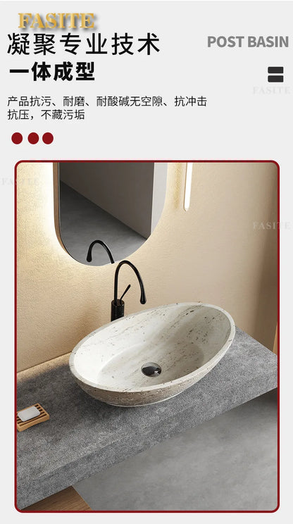 Direkt vom Hersteller integrierter Badezimmer-Haushaltsbalkon-Waschbecken Waschbecken Waschbecken Kunststein-Kunst-Tischwaschbecken