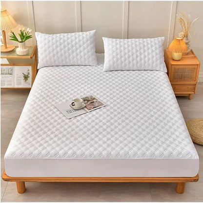 WASART Waterproof mattress protector cover quilted thicken elastic fitted sheet style couple double bed protection pad king size.