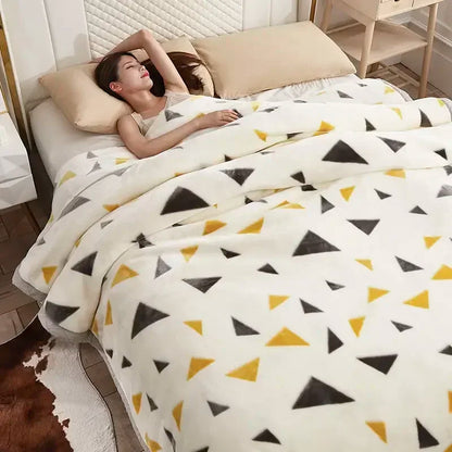 Double Layer Plush Blanket Winter Warm Comfortable Quilt Household Multiple Sizes Soft Comfortable Sheet 4 Season