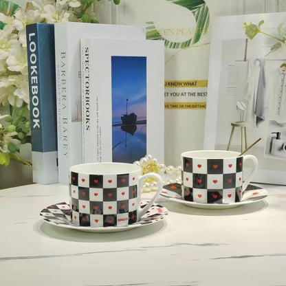 Red, Blue, Gray Tiger Series  Animal Images Bone Porcelain Coffee Cup Plate European Afternoon Tea Cup and Saucer Set Gift Box