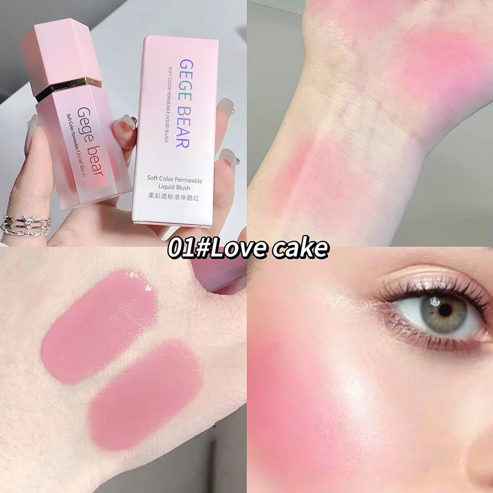 Gege Bear Liquid Blush Cream 6 Colors Smooth Velvet Matte Pink Blusher Natural Easy To Smudge.