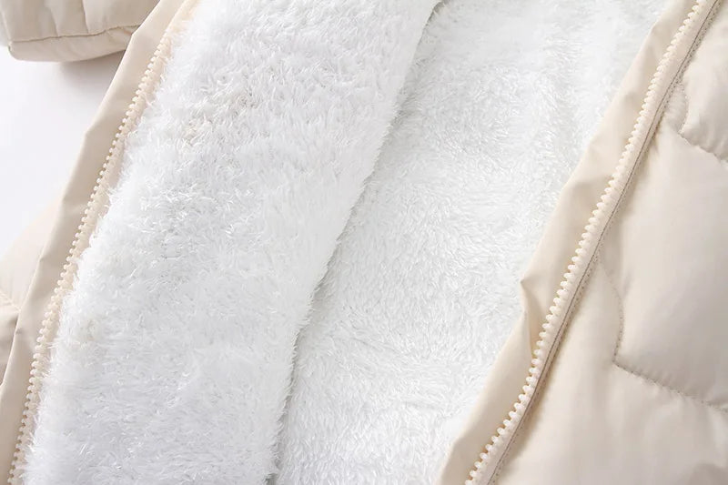 AYNIGIELL 2024 Winter Neugeborenen Verdickung Overall Integrierte Wolle Mit Kapuze Unten Strampler Baby Jungen und Mädchen Warme Schneefeste Overalls.