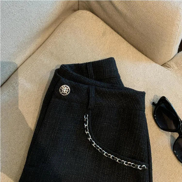 Fashion Tweed High Waist Women Shorts Autumn Winter Slim Office Woolen Black Shorts Women