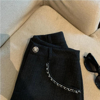 Fashion Tweed High Waist Women Shorts Autumn Winter Slim Office Woolen Black Shorts Women