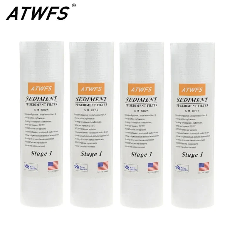 ATWFS Water Purifier Filter 5 Micron 4 X 10" Ppf Filter Sediment Water Filter Cartridge Aquarium Pre-filters for Kitchen