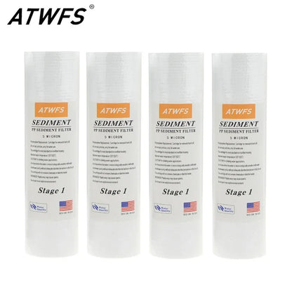 ATWFS Water Purifier Filter 5 Micron 4 X 10" Ppf Filter Sediment Water Filter Cartridge Aquarium Pre-filters for Kitchen