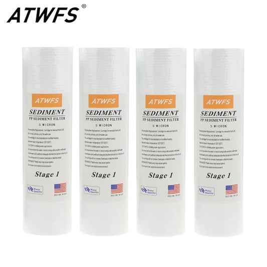 ATWFS Water Purifier Filter 5 Micron 4 X 10" Ppf Filter Sediment Water Filter Cartridge Aquarium Pre-filters for Kitchen