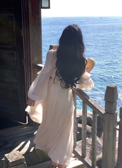 Strand Stil Chiffon Y2k Mini Kleid Büro Dame Casual Langarm Elegante Einteilige Kleid Koreanische Mode Kleidung Sommer 2023