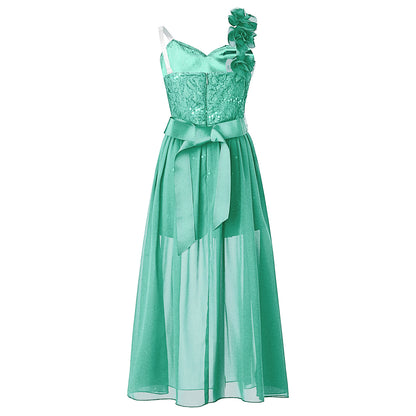 Elegantes Partykleid für Mädchen, Hochzeit, Geburtstag, Abschlussball, Bühne, Festzug, glänzende Pailletten, Perlenapplikation, Spitze, Chiffon, Overall-Kleider
