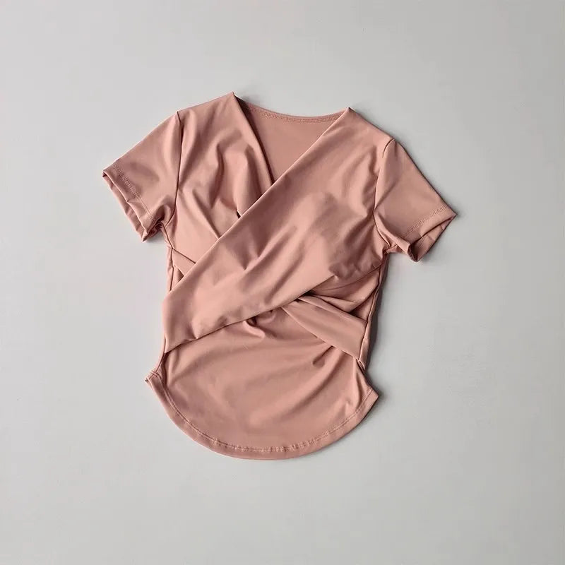 Sexy sports  Yoga Shirt Women Sports Bra Quick Dry Training Pilates Cover Up yoga shirts built in cup gym shirt  sports crop top.