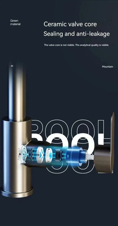 Black/Gray/Silver Pull-Out Kitchen Faucet Three Water Stream Sprayer Stainless Steel Hot and Cold Water Mixing Faucet Countertop