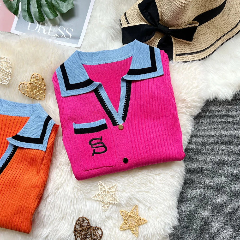 YuooMuoo 2023 Neue Sommer Frauen Gestrickte Lange Kleid Elegante Stickerei Dünne Elastische Bodycon Pullover Kleid Büro Dame Vestidos.