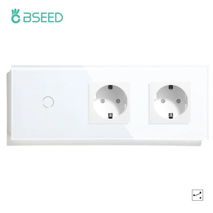 BSEED 1/2/3Gang Touch Licht Schalter Glas Panel 2Way Wand Schalter Led Ändern Schalter Blaue Hintergrundbeleuchtung EU Steckdosen USBC Port.