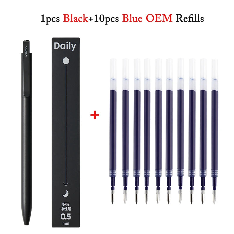 KACO Gelschreiber, Press-Signaturstift, Schreibwaren, Metall-Stiftclip, 0,5 mm, schwarze Tinte, schnell trocknend, großes Fassungsvermögen, 800 m, glattes Schreiben