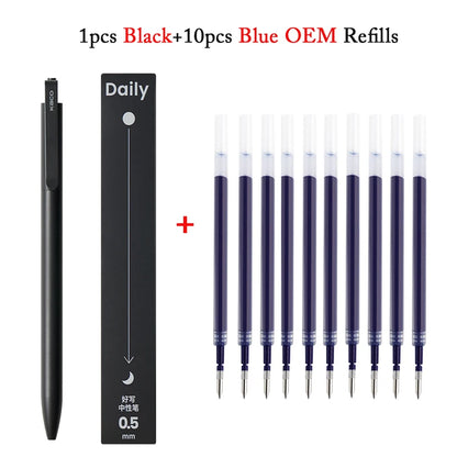 KACO Gelschreiber, Press-Signaturstift, Schreibwaren, Metall-Stiftclip, 0,5 mm, schwarze Tinte, schnell trocknend, großes Fassungsvermögen, 800 m, glattes Schreiben