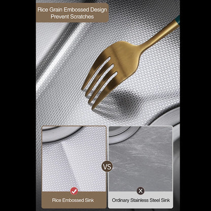 SUS 304 Island Hidden Kitchen Sink Rice Grain Embossing Prevent Scratches Handmade Bar Counter kitchen Sink With Cup Rinser