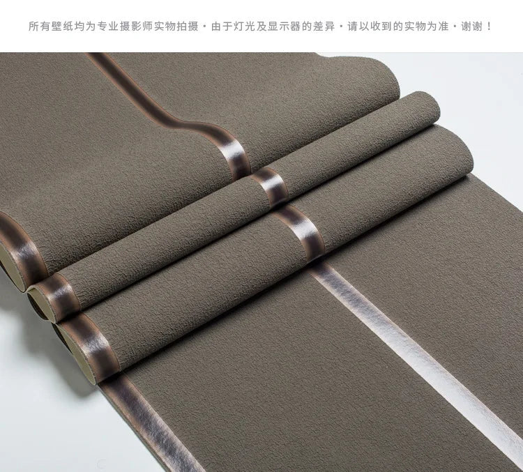 Hirschhaut Samt horizontal gestreifte Tapete Wohnzimmer Schlafzimmer gestreifte Film- und Fernsehwand 3D-Relief verdickte Tapete