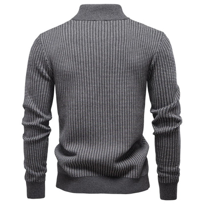 AIOPESON Classic Striped Knitwear Men Cotton Blend Sweater Mock Neck Warm Thickened Old Money Luxury Winter Sweaters for Men.