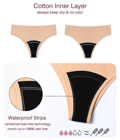 Seamless Women's Leakproof Period Panties Breathable Reusable Washable Tampon-free Menstrual Underwear period Sanitary Pants.