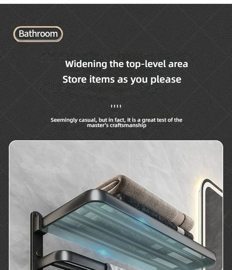 Beliebter Stil, 40/50 cm, selbstklebende Wandhalterung für Badezimmer, wasserdicht und rostfrei, Aufbewahrungsregal mit Haken, Handtuchhalter