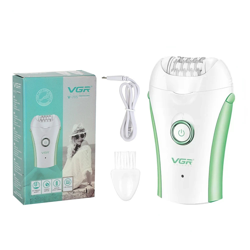 VGR Hair Remover Professional Epilator Electric Leg Body Rechargeable Underarms Portable Two Speeds Epilator for Women V-705.