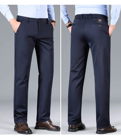 2025 Autumn Winter Suit Pants Men Baggy Straight Business High Waist Work Thick Embroidery Long Formal Trousers Male Plus Size.