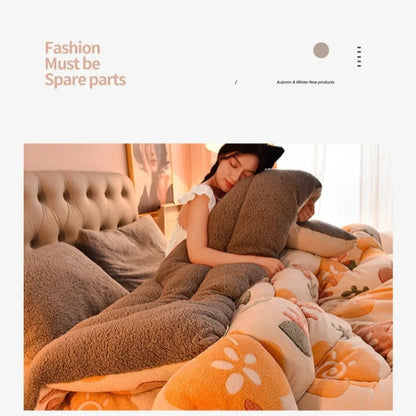 Household Thickened Warm Quilt Core Milk Double-sided Velvet Lamb Wool Autumn Winter Blanket Warm Double-sided Velvet Core.