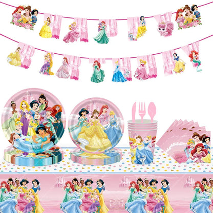 Disney Prinzessin Geburtstag Party Dekorationen Mädchen Kind Deco Disney Prinzessin Geburtstag Teller Servietten Tassen Geschirr Liefert Setup.