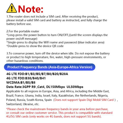 WiFi6 Lte Router 4G SIM Wifi Portable Mifi Pocket Hotspot WiFi Extender Compatible with 5G SIM Cards Type-C Port 3000mAh Battery.