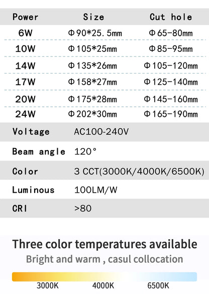 10 stücke CCT Spot Downlight Einbau LED Decke Licht 3 Farbe Eingestellt AC100-240V Zifferblatt Schalter 3000 K/4000 K/6500 K Innen Beleuchtung.