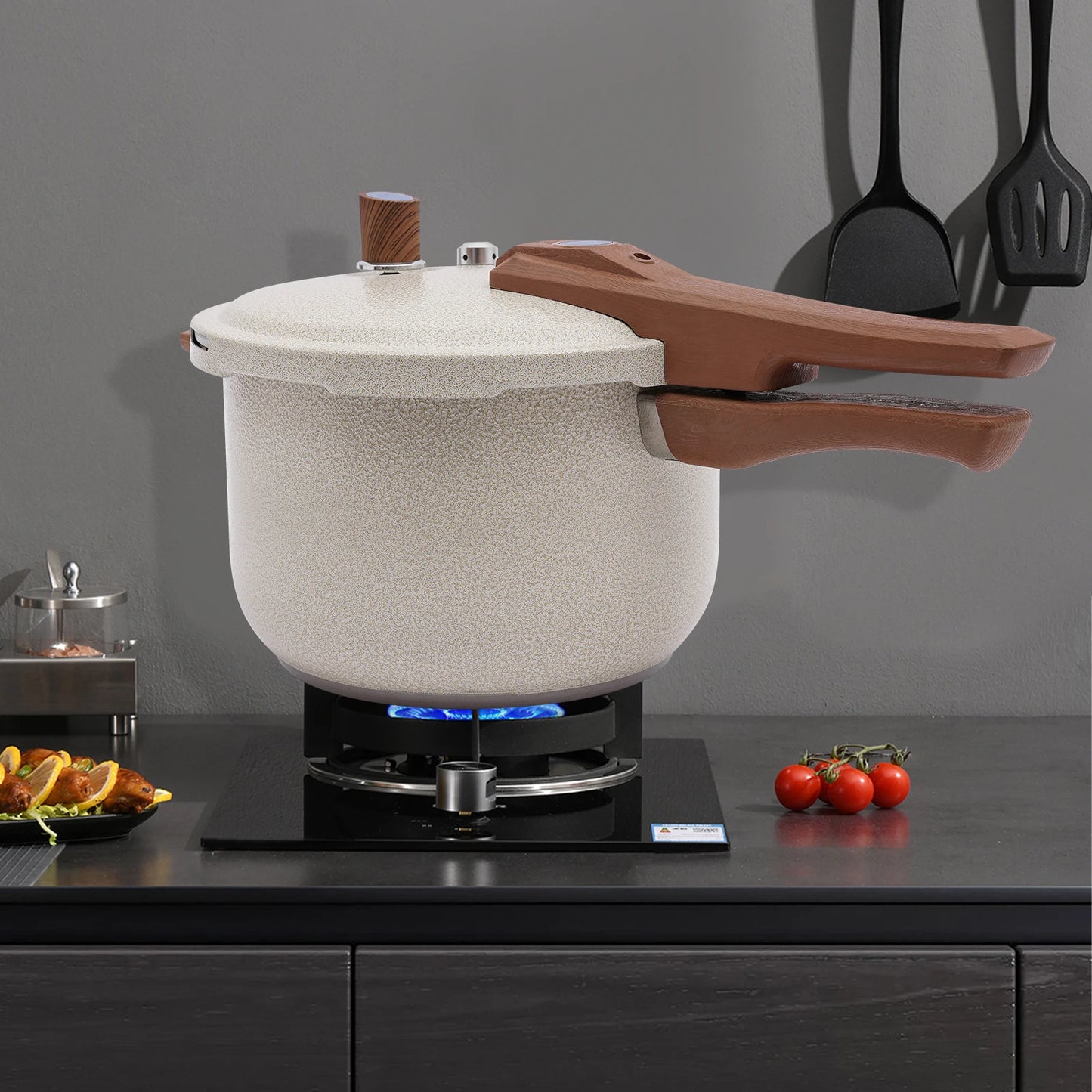 7L 24cm 80kPa Stainless Steel Pressure Cooker Beige Pressure Cooker For Cooking Kitchen Pot For Homes Fast Restaurants Hotels