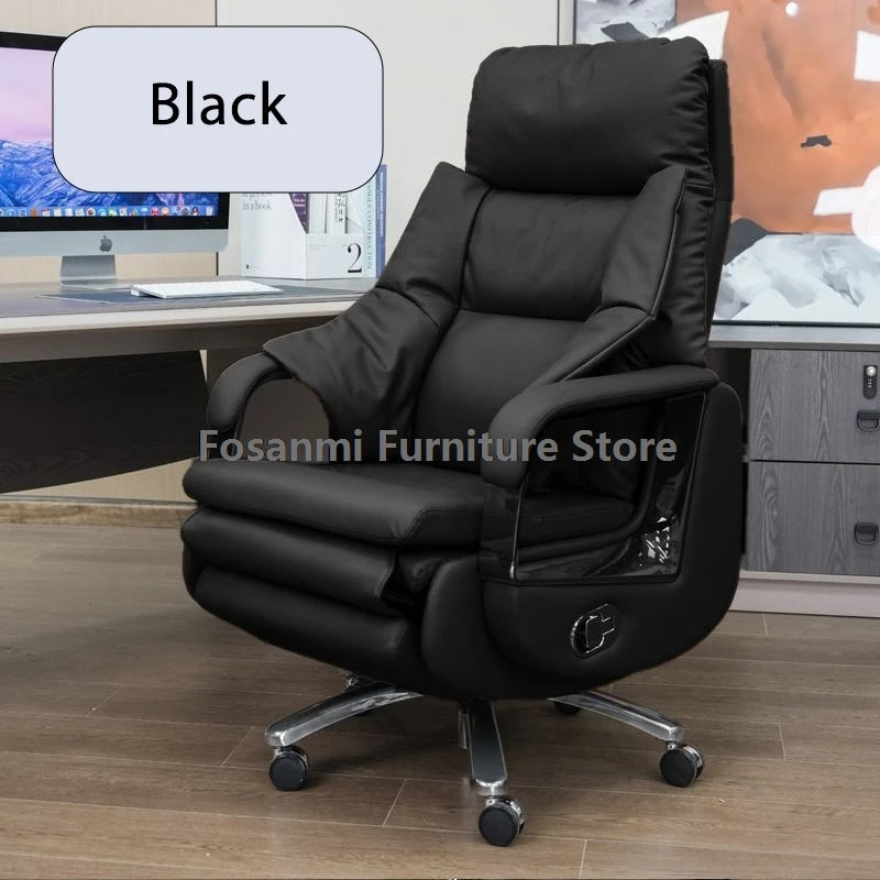 Elektrischer, bequemer Boss-Bürostuhl, Leder, verstellbar, weich, Heimcomputerstühle, ergonomischer Gaming-Schreibtisch, Drehstuhl