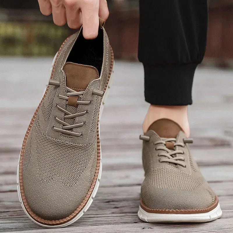 Herren-Freizeitschuhe, klassische, atmungsaktive Brogue-Flats, dämpfende Farbblock-Design-Kleiderschuhe, vielseitige Turnschuhe, leicht.
