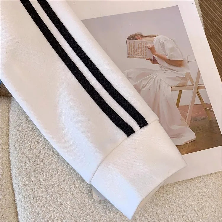 Pant Set Women Two Piece Sets Denim Splice Zipper Matching Sets Casual Coats Wide Leg Long Pants Lace Up Elastic Waist 2025.