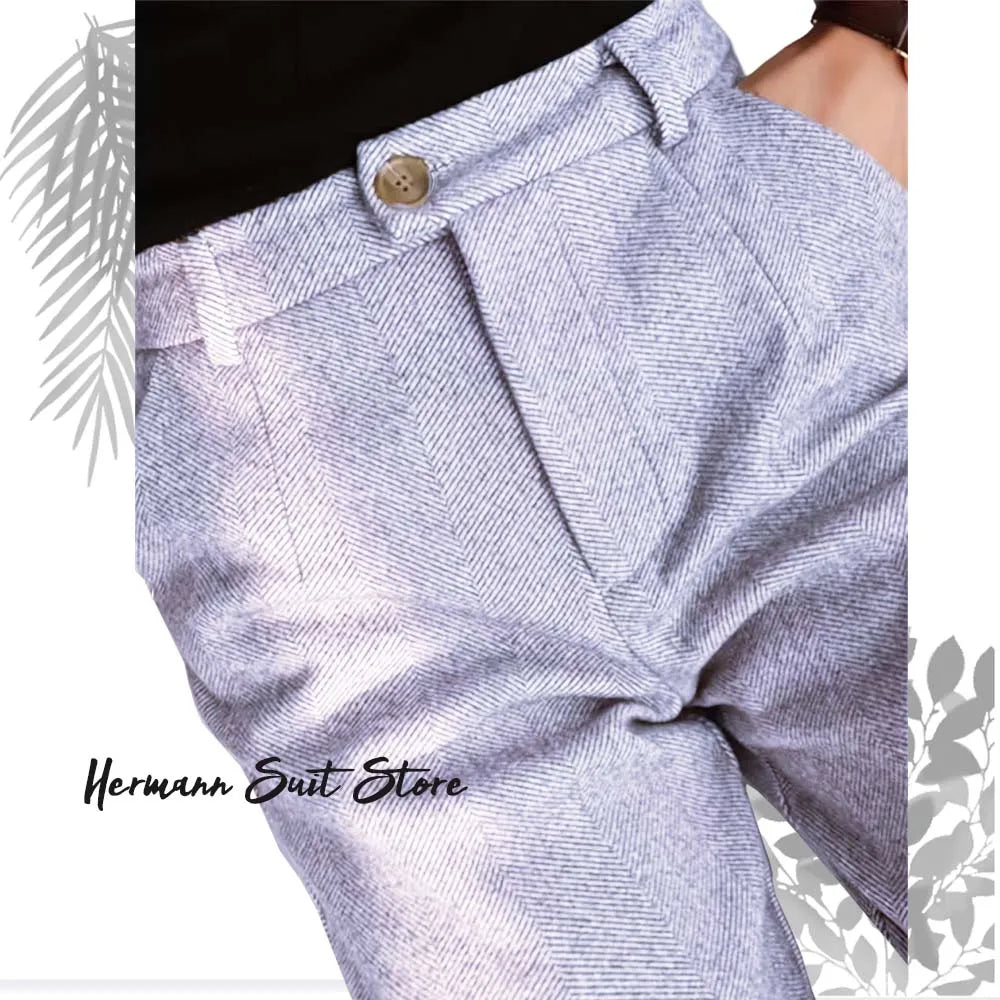 Herringbone Elegant Men's Formal Pants Premium Quality Men's Light Business Formal Pants High-Waisted Straight Leg Trousers.