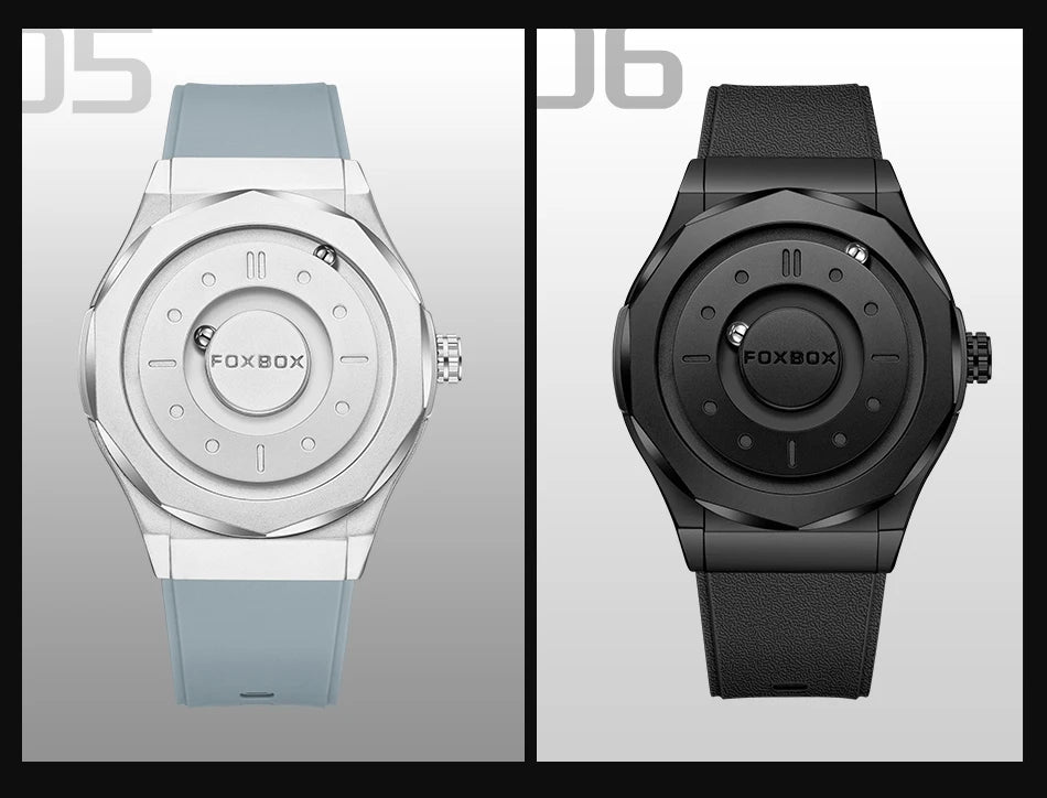 FOXBOX Creative Scrolling Pointer Magnetic Force Men's Quartz Wristwatches Outdoor Sports Waterproof Watch Men Relogio Masculino.