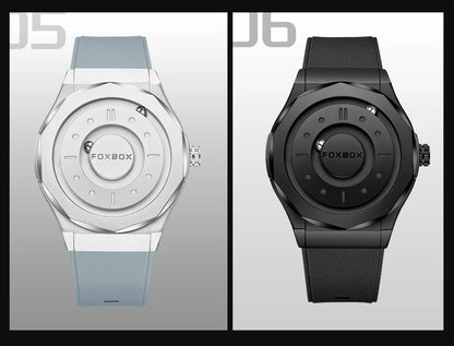 FOXBOX Creative Scrolling Pointer Magnetic Force Men's Quartz Wristwatches Outdoor Sports Waterproof Watch Men Relogio Masculino.