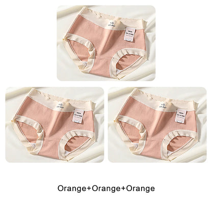 3PCS Female Underwear Antibacterial Pure Cotton Sexy Mid-rise Cotton Panties Woman Traceless Fashions Women's Intimate Intimates