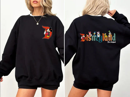 Women's Men Disneyland Mickey Friend Hoodies Sweatshirt Pullover Casual Tops Autumn Winter Fleece Oversized O-Neck Couple Unisex.