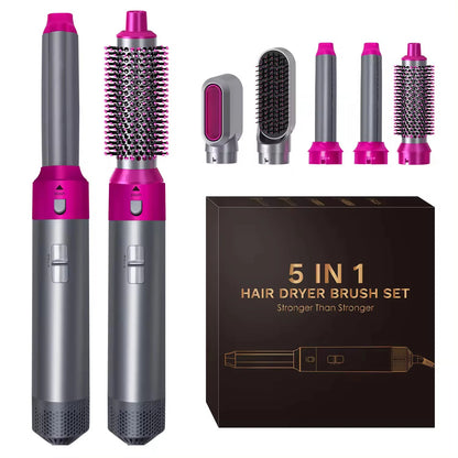 Hair Dryer 5-In-1 Electric Hair Comb Negative Ion Straight Curler Brush Blow Dryer Air Comb Removable Brush Kit Tool