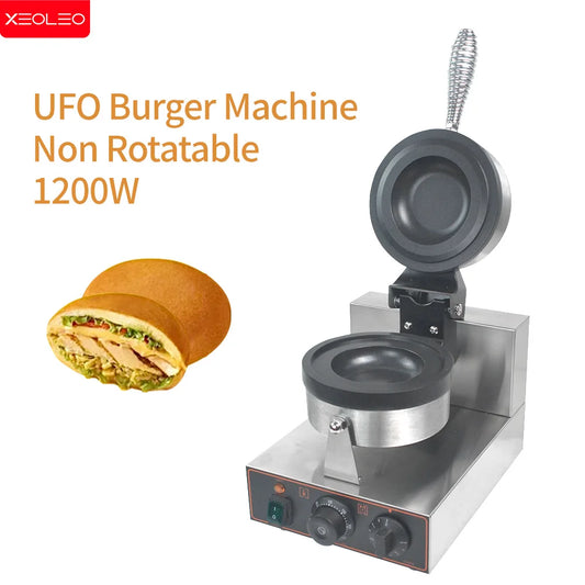 XEOLEO Electric Ice Cream Waffle Machine UFO Burger Maker 1200W Hamburg Gelato Panini Press Machine   Sandwich Press Maker.