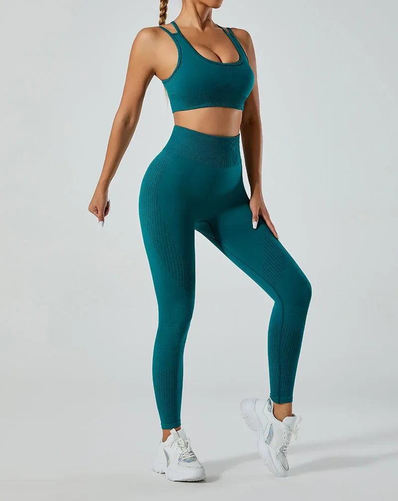 In-stock Women's Yoga Suit Five-piece Set Seamless Fitness Wear For Running Sports Top Leggings From Mainland China