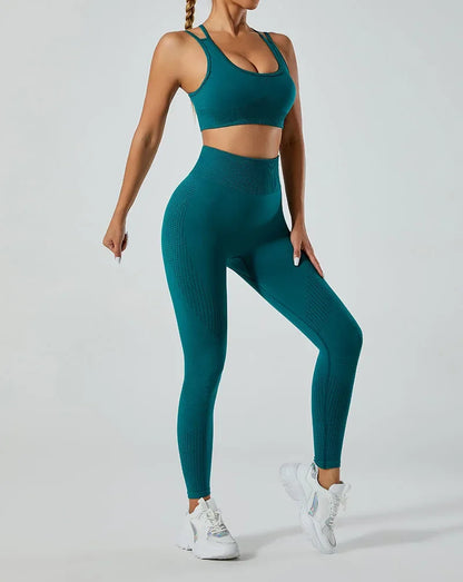 In-stock Women's Yoga Suit Five-piece Set Seamless Fitness Wear For Running Sports Top Leggings From Mainland China