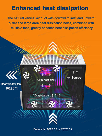 ZZAW C2 C2P M-ATX Computer Case Side Transparent MINI-ITX All Aluminum Desktop Office Small Chassis Supports Long Graphic Card.