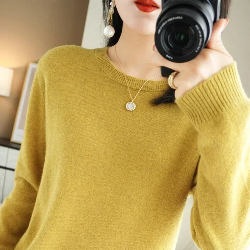 Frauen Pullover Herbst Winter Lange Hülse O-ansatz Pullover Warme Bodenbildung Shirts Koreanische Mode Pullover Strickwaren Weiche Jumper