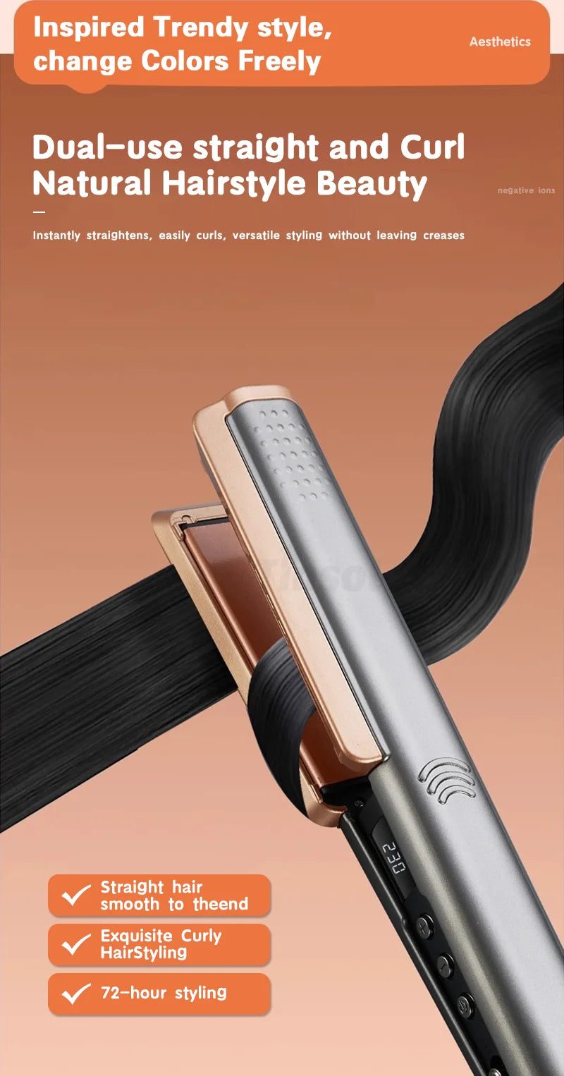 2 in 1 Hair Straightener Curling Ionizer with LCD Wide PanelProfessional Ceramic Hair Straightener with adjustable temperature.
