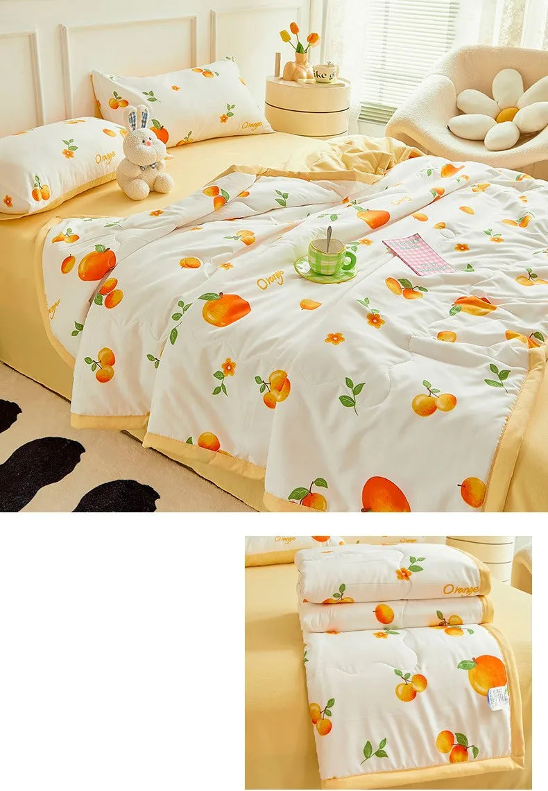 1pc Thin Duvet for Summer Quilt Single/Double/Queen Size Comforter Printed Blanket Home Soft Bedspread edredones (No Pillowcase).
