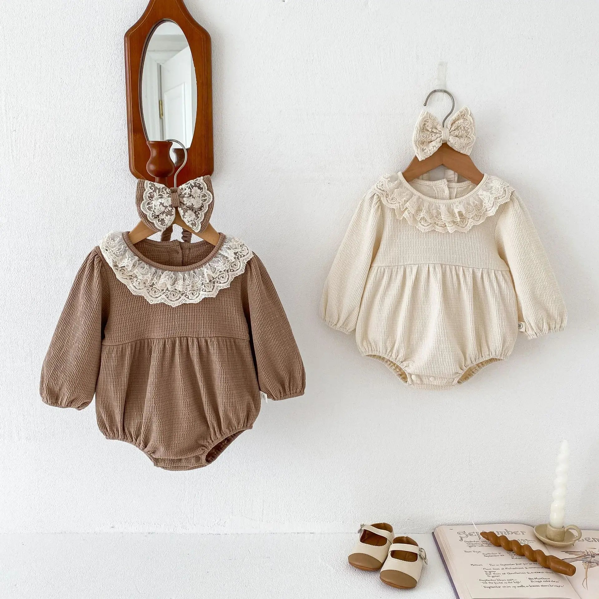2PCS MILANCEL Frühling Baby Kleidung Spitze Kragen Säuglings Body Ein Stück Kleinkind Niedliche Prinzessin Outfit Kleidung für Neugeborene.